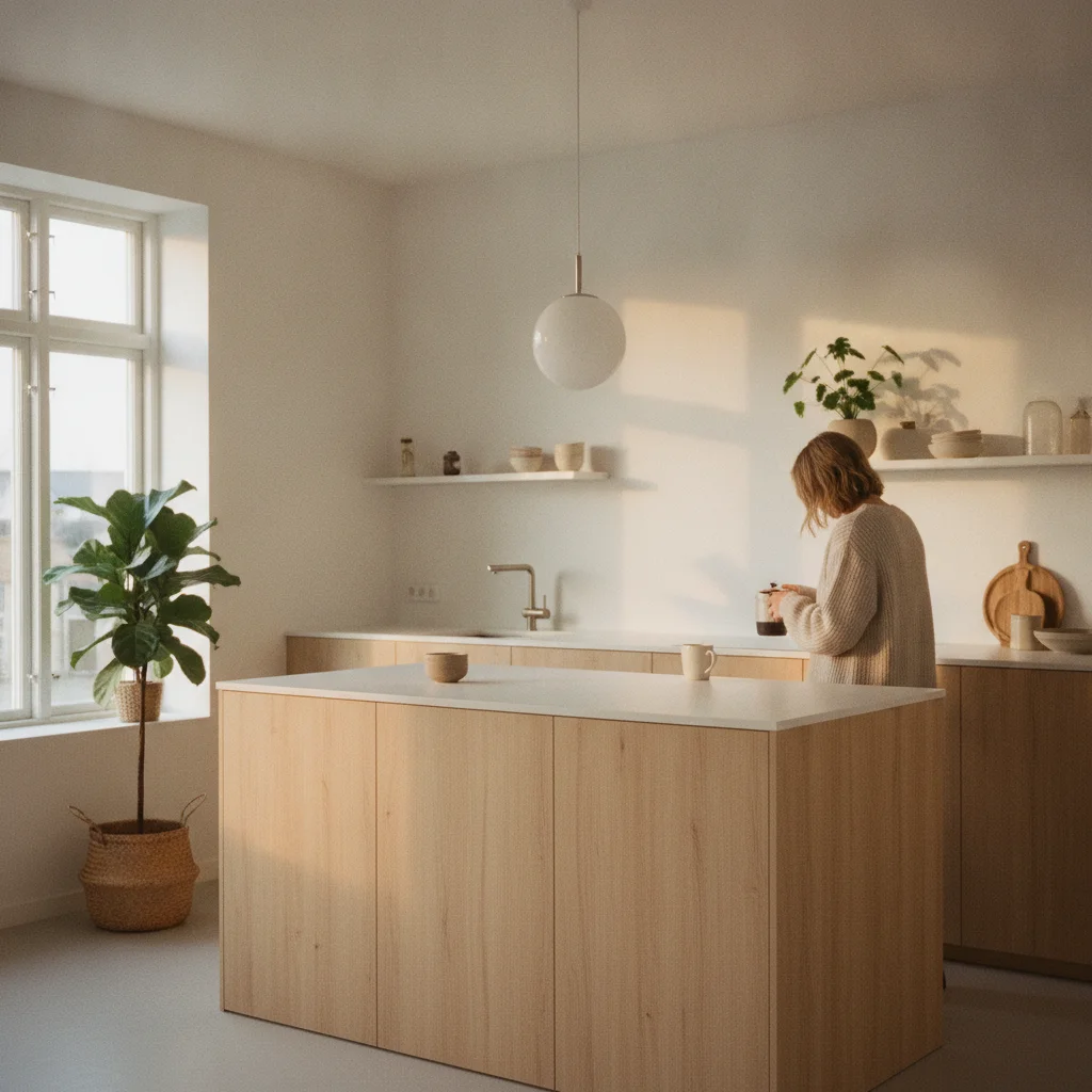 Cuisine effet bois clair : l'esprit scandinave en adhésif
