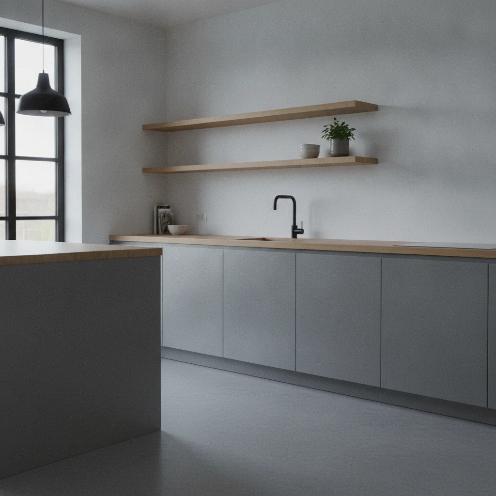 Facades de cuisine effet beton cire : le style brut maitrise
